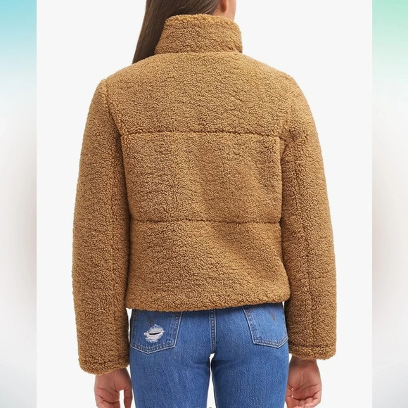 Levi's Women's Breanna Puffer Jacket Brown Sherpa Teddy Fuzzy Size S - Picture 4 of 10